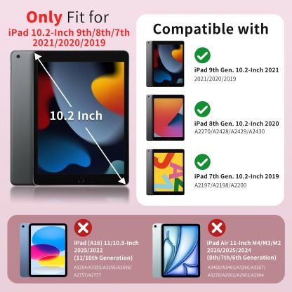 MoKo Case for iPad 9th/8th/7th Generation Case 10.2-Inch 2021/2020/2019 with Pencil Holder, Slim Light Trifold Protective Cover for iPad 10.2 with Hard PC Translucent Back Shell, Pink