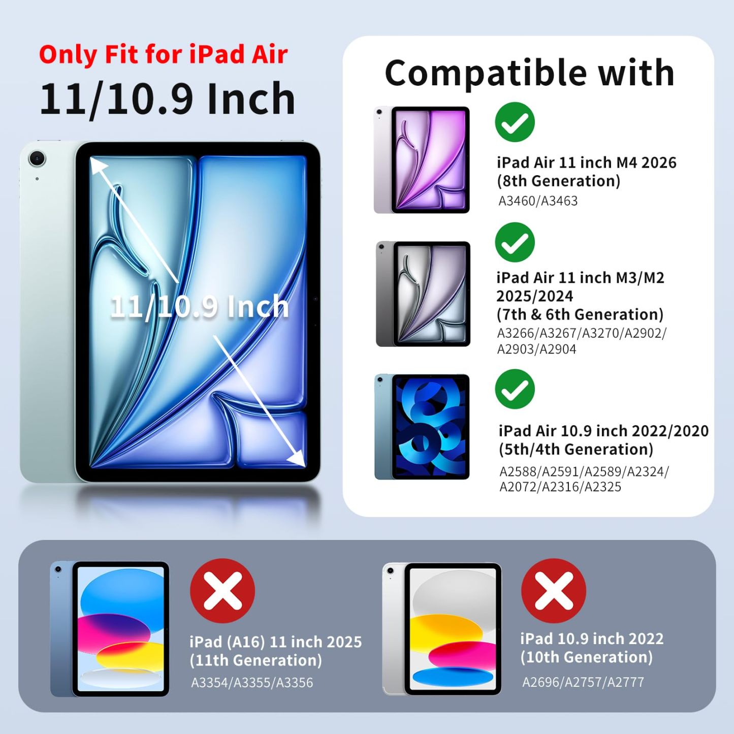 MoKo Case for iPad Air 11 inch Case (M4 2026/M3 2025/M2 2024), iPad Air 5th/4th Gen 10.9 inch Case 2022/2020 with Pencil Holder, Slim Trifold with Translucent Back Shell, Lilac