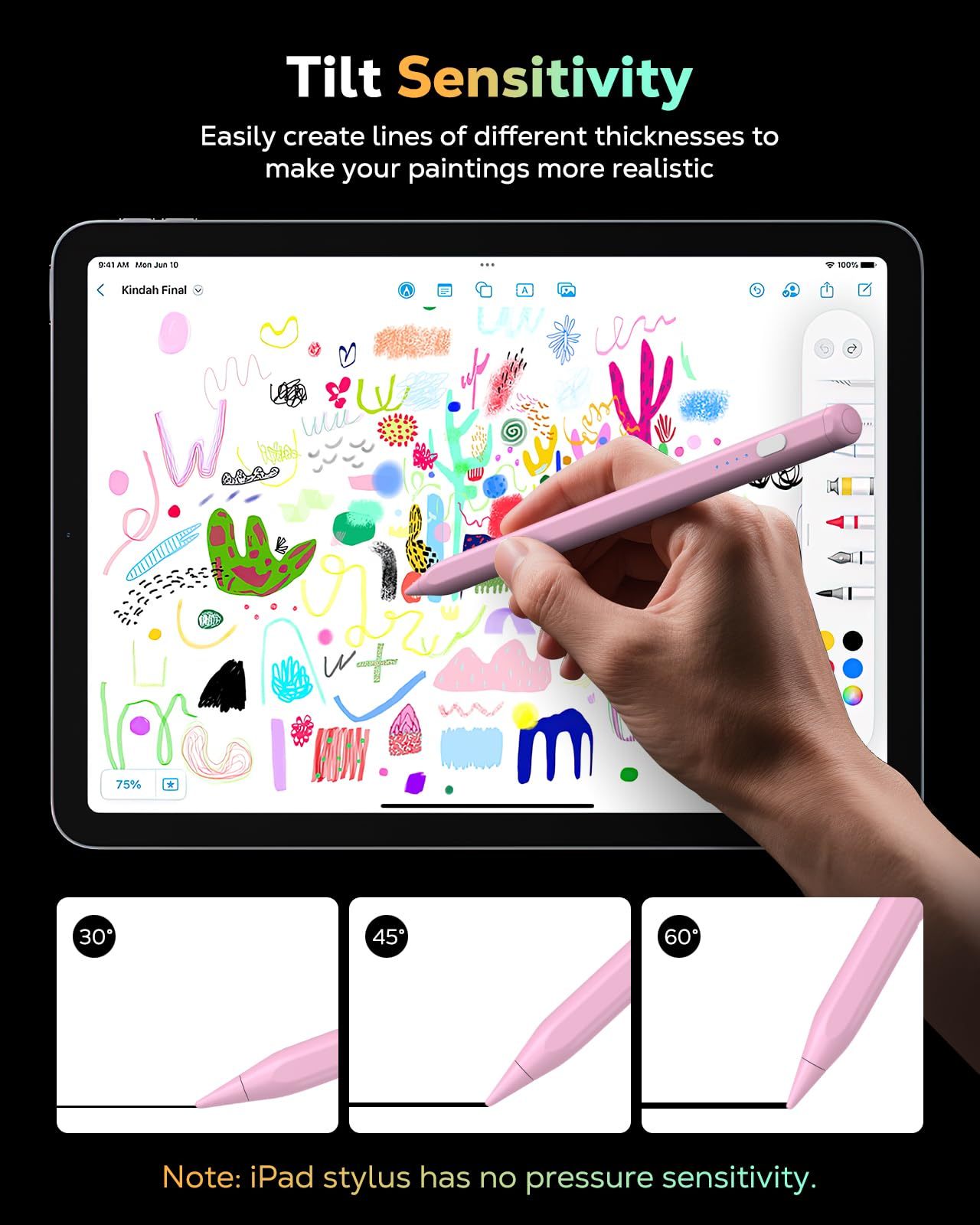 MoKo Pencil for iPad (A16) 11th 10th Gen, Stylus Pen for 2018-2025 Apple iPad 11/10/9/8/7/6/A16, Mini 7/6/5, Air M3/M2 11"/13"/5/4/3, Pro M4 13"/12.9"/11" Tilt Sensitivity, USB-C Fast Charging,Pink
