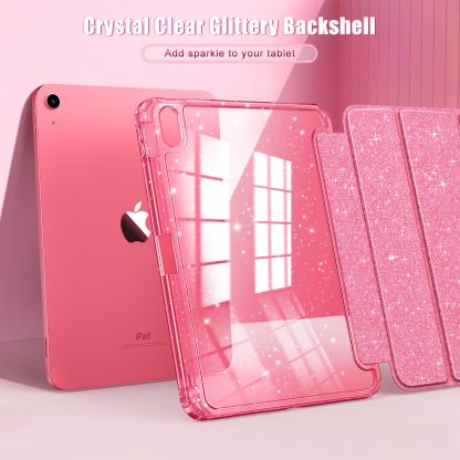 TiMOVO Case for iPad (A16) 11th Generation 11 Inch 2025, iPad 10th Generation Case 10.9 Inch 2022, Glitter TPU Cover with Pencil Holder,Auto Wake/Sleep,Glitter Pink