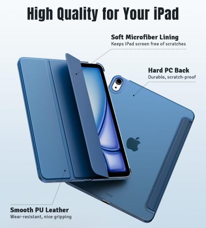 TiMOVO Case for iPad Air 11 Inch Case (M4 2026/M3 2025/M2 2024), iPad Air 5th Generation 2022/4th Gen 2020 10.9 Inch, Slim Translucent Back Cover, Support Auto Wake/Sleep, Abyss Blue