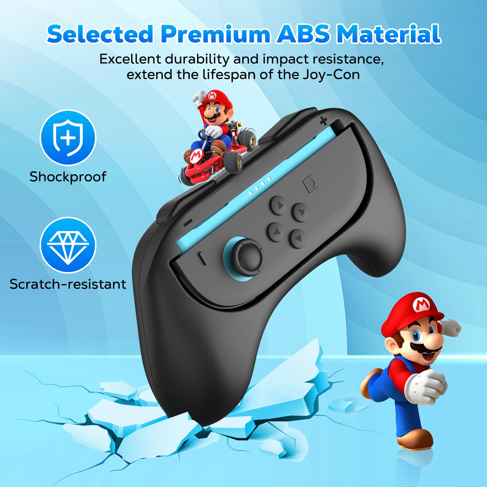 MoKo Grips for Nintendo Switch 2 Joy-Con, Ergonomic Joycon Grip for Switch 2 Joy Cons Controller, Anti-Slip, 2 Pack (Black)