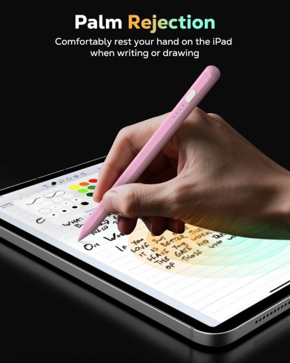 MoKo Pencil for iPad (A16) 11th 10th Gen, Stylus Pen for 2018-2025 Apple iPad 11/10/9/8/7/6/A16, Mini 7/6/5, Air M3/M2 11"/13"/5/4/3, Pro M4 13"/12.9"/11" Tilt Sensitivity, USB-C Fast Charging,Pink