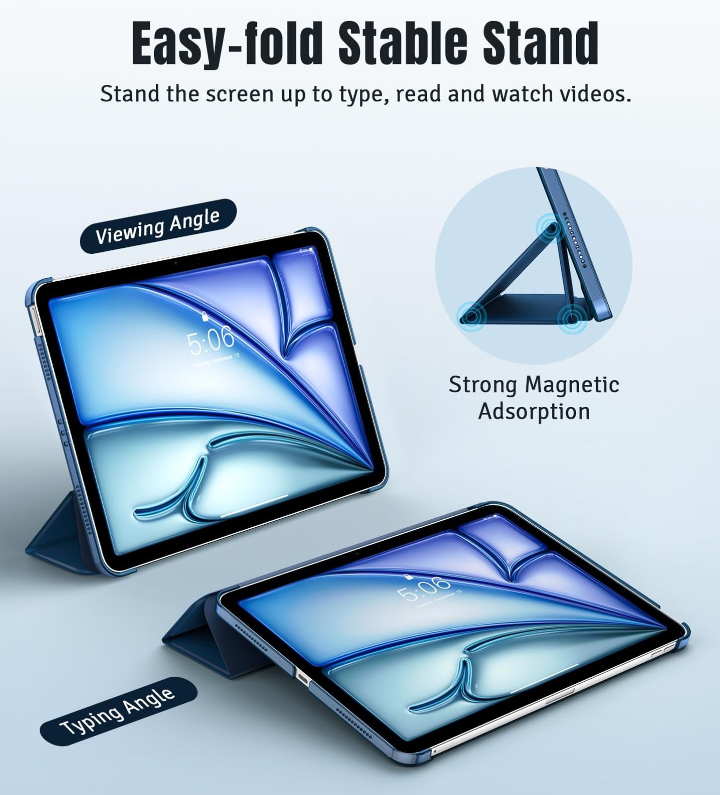 TiMOVO Case for iPad Air 11 Inch Case (M4 2026/M3 2025/M2 2024), iPad Air 5th Generation 2022/4th Gen 2020 10.9 Inch, Slim Translucent Back Cover, Support Auto Wake/Sleep, Abyss Blue