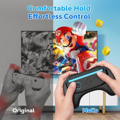 MoKo Grips for Nintendo Switch 2 Joy-Con, Ergonomic Joycon Grip for Switch 2 Joy Cons Controller, Anti-Slip, 2 Pack (Black)