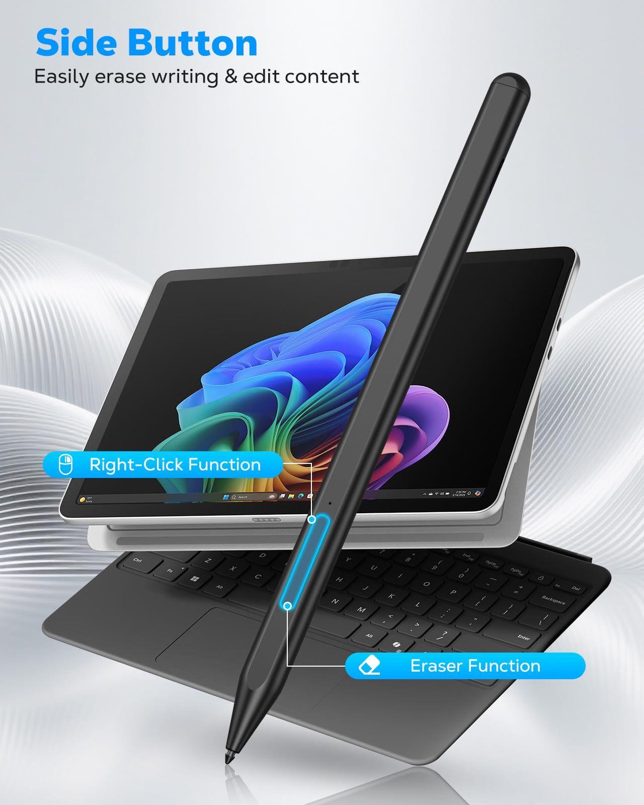 MoKo Microsoft Stylus Pen,Surface Pen for Microsoft Surface Pro 12/11/10/9/8/X/7+/6/5/4/Go 4/3/2/1/Laptop/Studio/Book,Magnetic Adsorption, Palm Rejection Stylus Pen