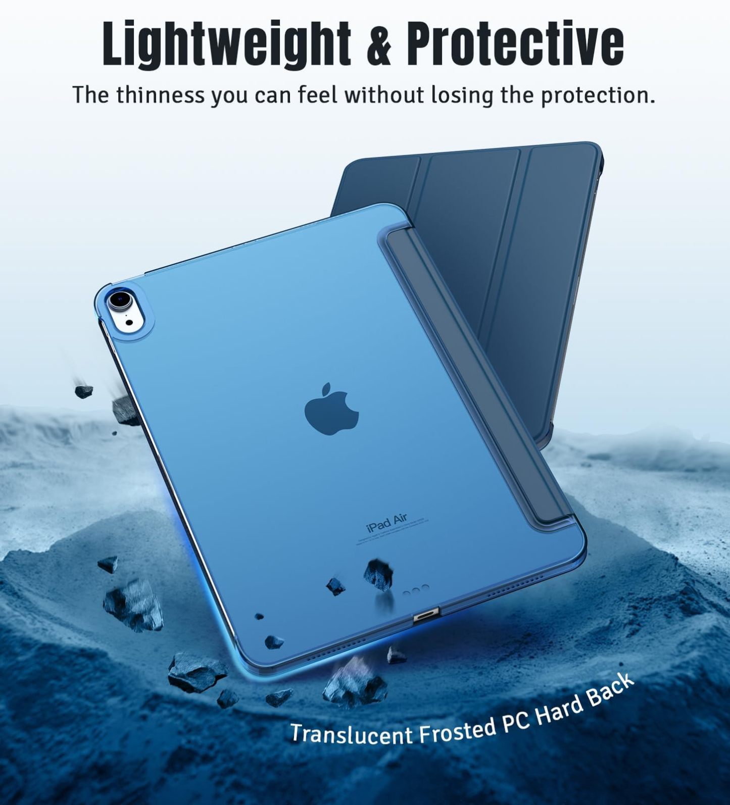 TiMOVO Case for iPad Air 11 Inch Case (M4 2026/M3 2025/M2 2024), iPad Air 5th Generation 2022/4th Gen 2020 10.9 Inch, Slim Translucent Back Cover, Support Auto Wake/Sleep, Abyss Blue