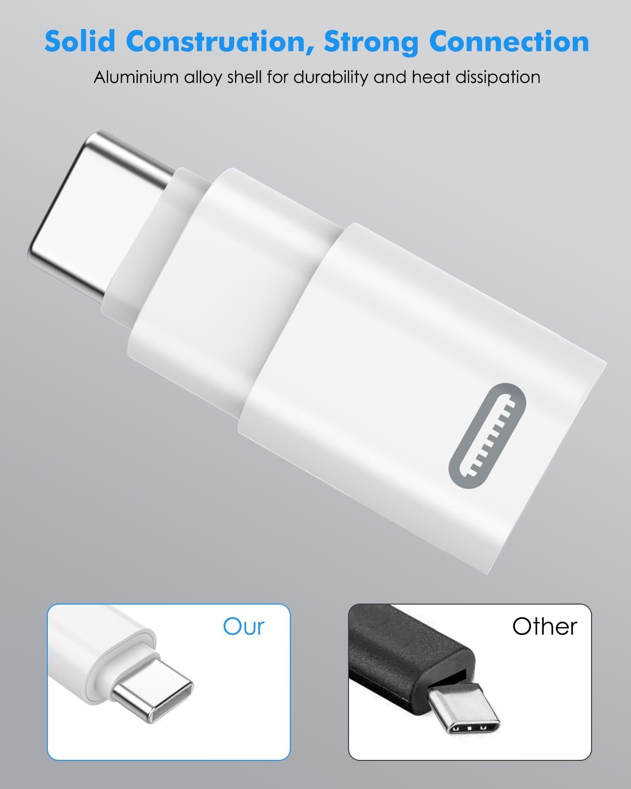 MoKo 2 Pack Lightn-ing Female to USB C Male Adapter Compatible with iPhone 15/15 Pro/15 Pro Max/15 Plus, iPad Pro/Air, Support Fast Charging/Data Transfer, Not for Audio/OTG