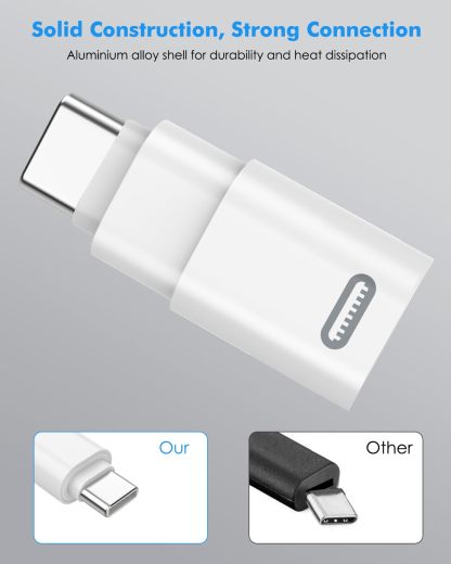 MoKo 2 Pack Lightn-ing Female to USB C Male Adapter Compatible with iPhone 15/15 Pro/15 Pro Max/15 Plus, iPad Pro/Air, Support Fast Charging/Data Transfer, Not for Audio/OTG