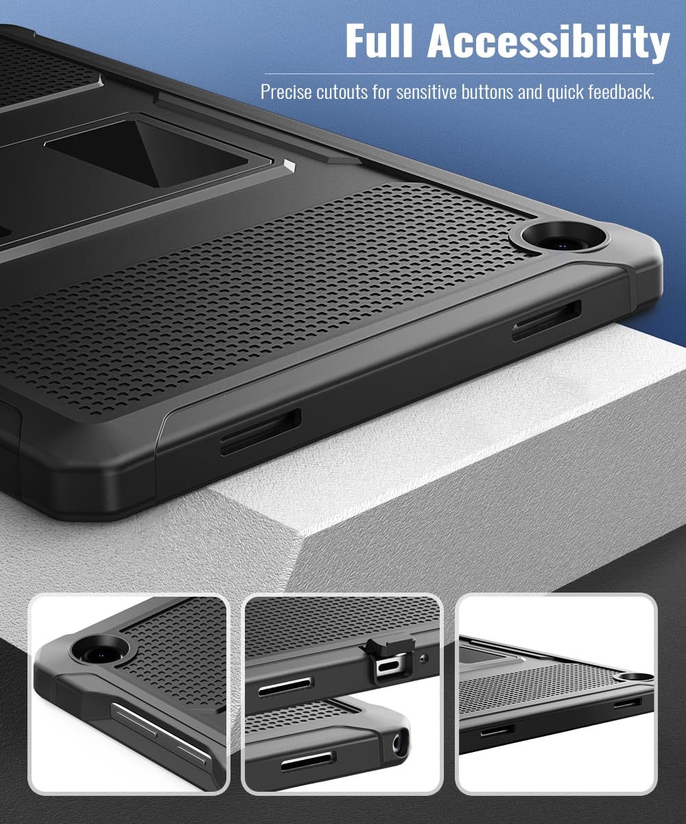 MoKo Case Compatibility with Galaxy Tab A11+ Plus/A9+ 11-Inch 2026/2024, Shockproof Full Body Rugged Stand Back Cover with Built-in Screen Protector for Galaxy Tab A11+/A9 Plus Tablet,Black