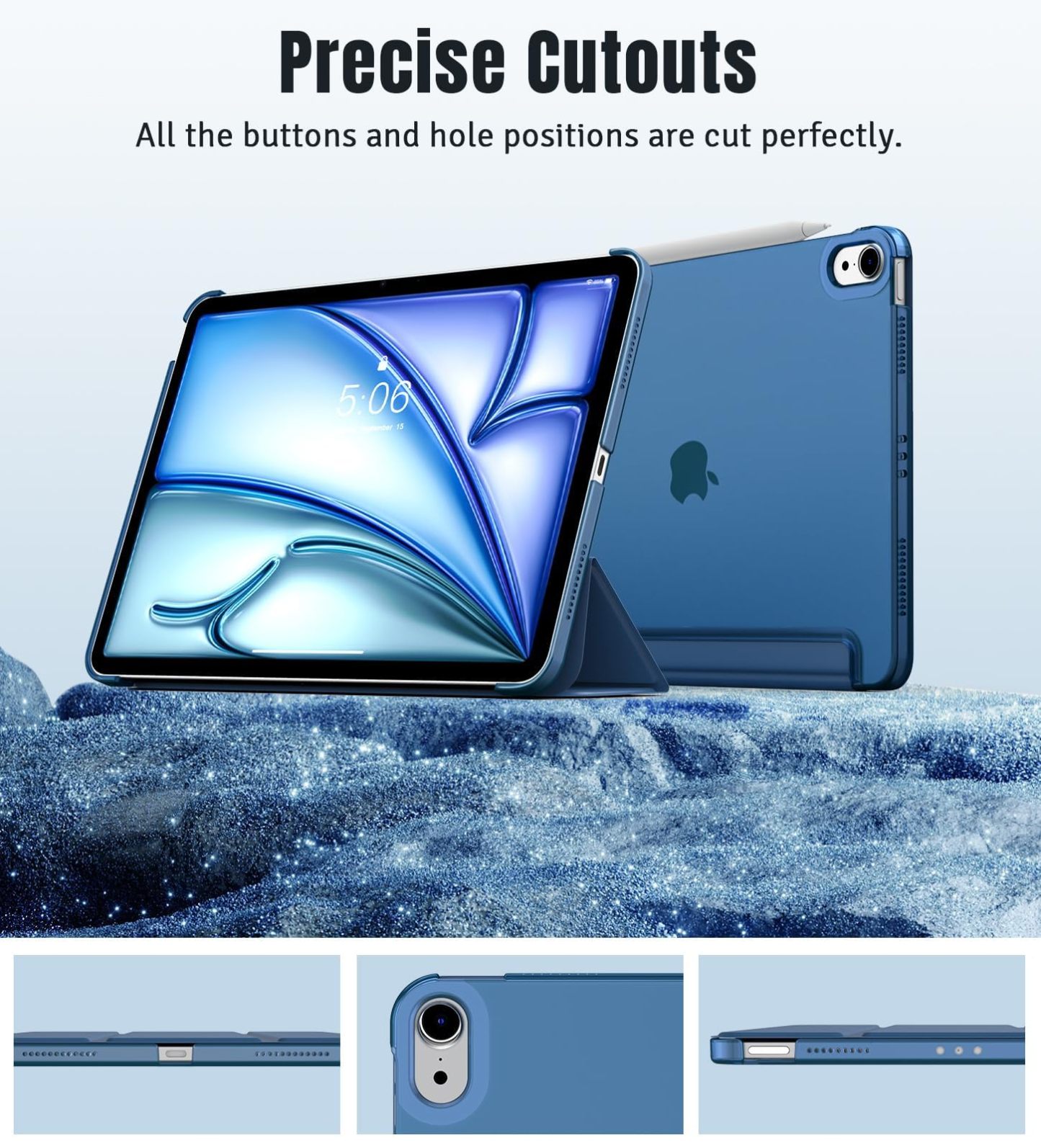 TiMOVO Case for iPad Air 11 Inch Case (M4 2026/M3 2025/M2 2024), iPad Air 5th Generation 2022/4th Gen 2020 10.9 Inch, Slim Translucent Back Cover, Support Auto Wake/Sleep, Abyss Blue