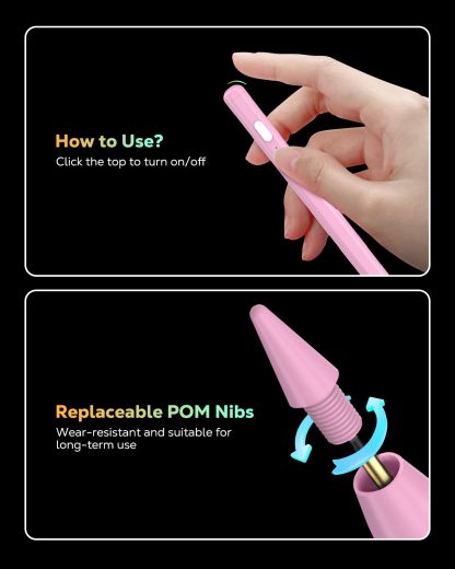 MoKo Pencil for iPad (A16) 11th 10th Gen, Stylus Pen for 2018-2025 Apple iPad 11/10/9/8/7/6/A16, Mini 7/6/5, Air M3/M2 11"/13"/5/4/3, Pro M4 13"/12.9"/11" Tilt Sensitivity, USB-C Fast Charging,Pink