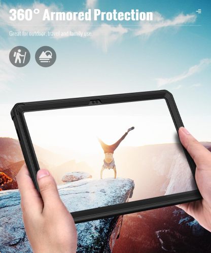 MoKo Case Compatibility with Galaxy Tab A11+ Plus/A9+ 11-Inch 2026/2024, Shockproof Full Body Rugged Stand Back Cover with Built-in Screen Protector for Galaxy Tab A11+/A9 Plus Tablet,Black