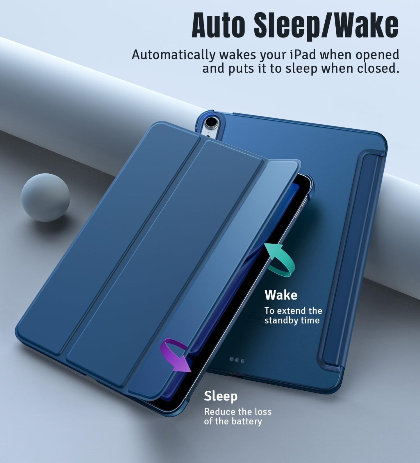TiMOVO Case for iPad Air 11 Inch Case (M4 2026/M3 2025/M2 2024), iPad Air 5th Generation 2022/4th Gen 2020 10.9 Inch, Slim Translucent Back Cover, Support Auto Wake/Sleep, Abyss Blue