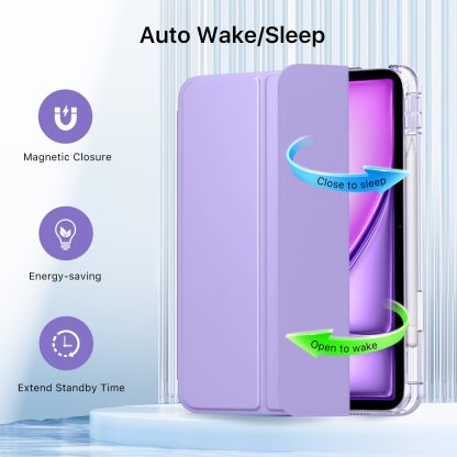 MoKo Case for iPad Air 11 inch Case (M4 2026/M3 2025/M2 2024), iPad Air 5th/4th Gen 10.9 inch Case 2022/2020 with Pencil Holder, Slim Trifold with Translucent Back Shell, Lilac