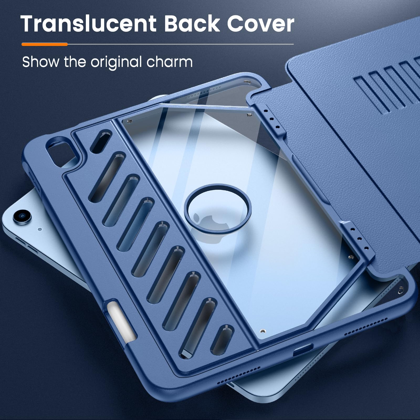 MoKo Case for iPad (A16) 11th Generation 11 inch 2025/iPad 10th Generation 2022 with Pencil Holder,Fully-Body Rugged Heavy Duty Protective Case,Navy Blue