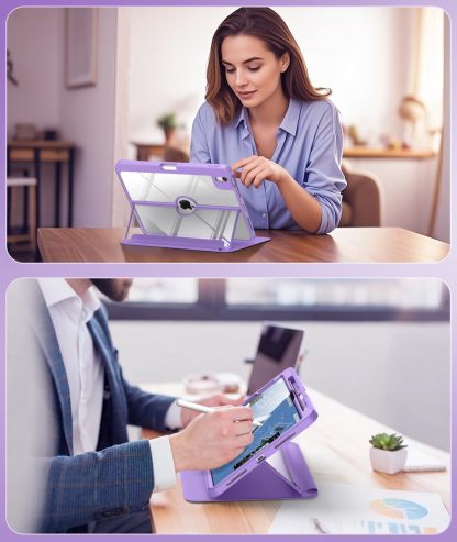 MoKo for iPad Air 11 Inch Case 7th/6th Generation M3/M2 2025/2024, iPad Air 5th/4th Gen Case 10.9 Inch 2022/2020 with Pencil Holder, Screen Protector, Lens Protector, Magnetic Multi Angle, Purple