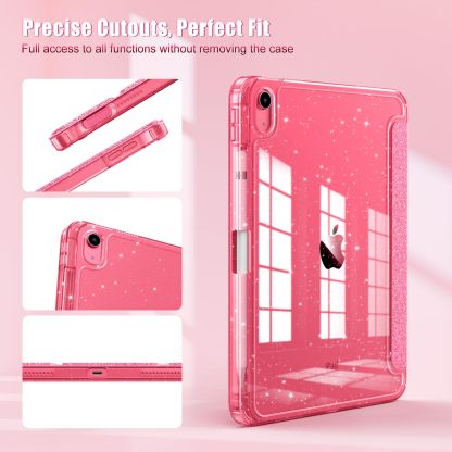 TiMOVO Case for iPad (A16) 11th Generation 11 Inch 2025, iPad 10th Generation Case 10.9 Inch 2022, Glitter TPU Cover with Pencil Holder,Auto Wake/Sleep,Glitter Pink