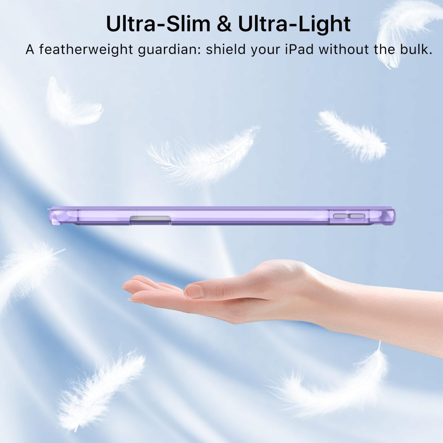 MoKo Case for iPad Air 11 inch Case (M4 2026/M3 2025/M2 2024), iPad Air 5th/4th Gen 10.9 inch Case 2022/2020 with Pencil Holder, Slim Trifold with Translucent Back Shell, Lilac