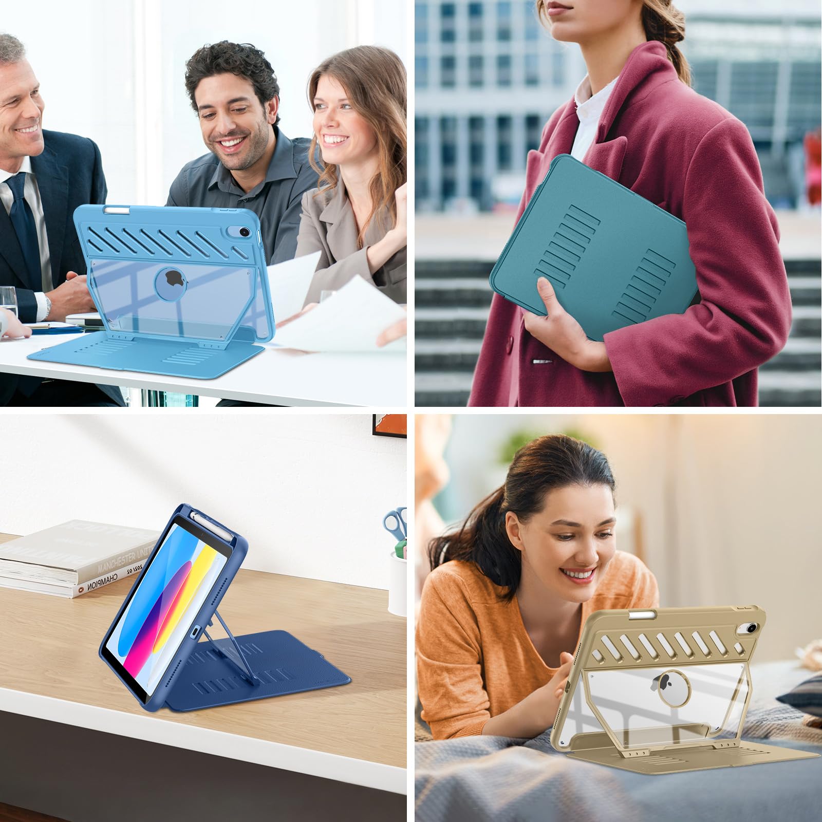 MoKo Case for iPad (A16) 11th Generation 11 inch 2025/iPad 10th Generation 2022 with Pencil Holder,Fully-Body Rugged Heavy Duty Protective Case,Navy Blue