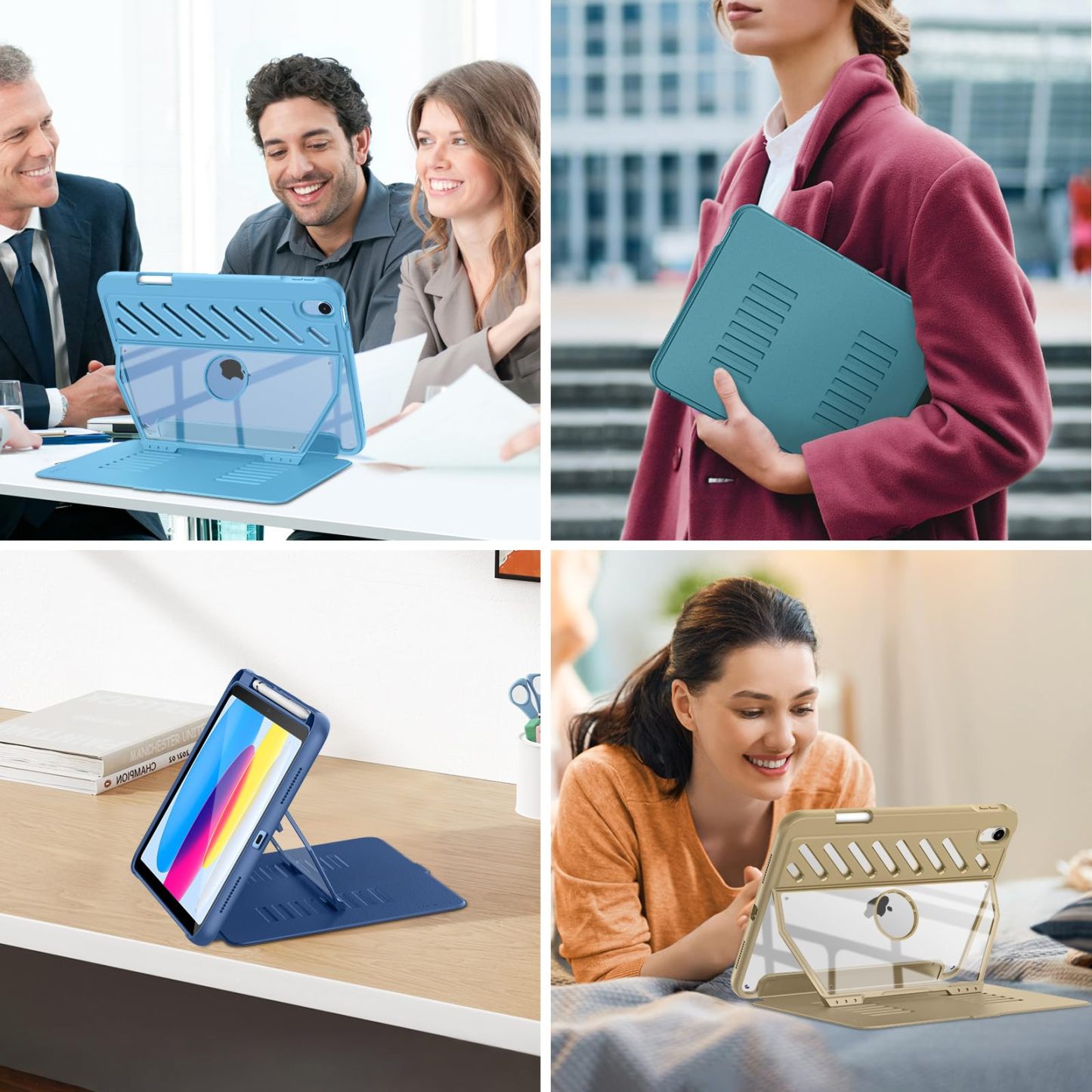 MoKo Case for iPad (A16) 11th Generation 11 inch 2025/iPad 10th Generation 2022 with Pencil Holder,Fully-Body Rugged Heavy Duty Protective Case,Navy Blue