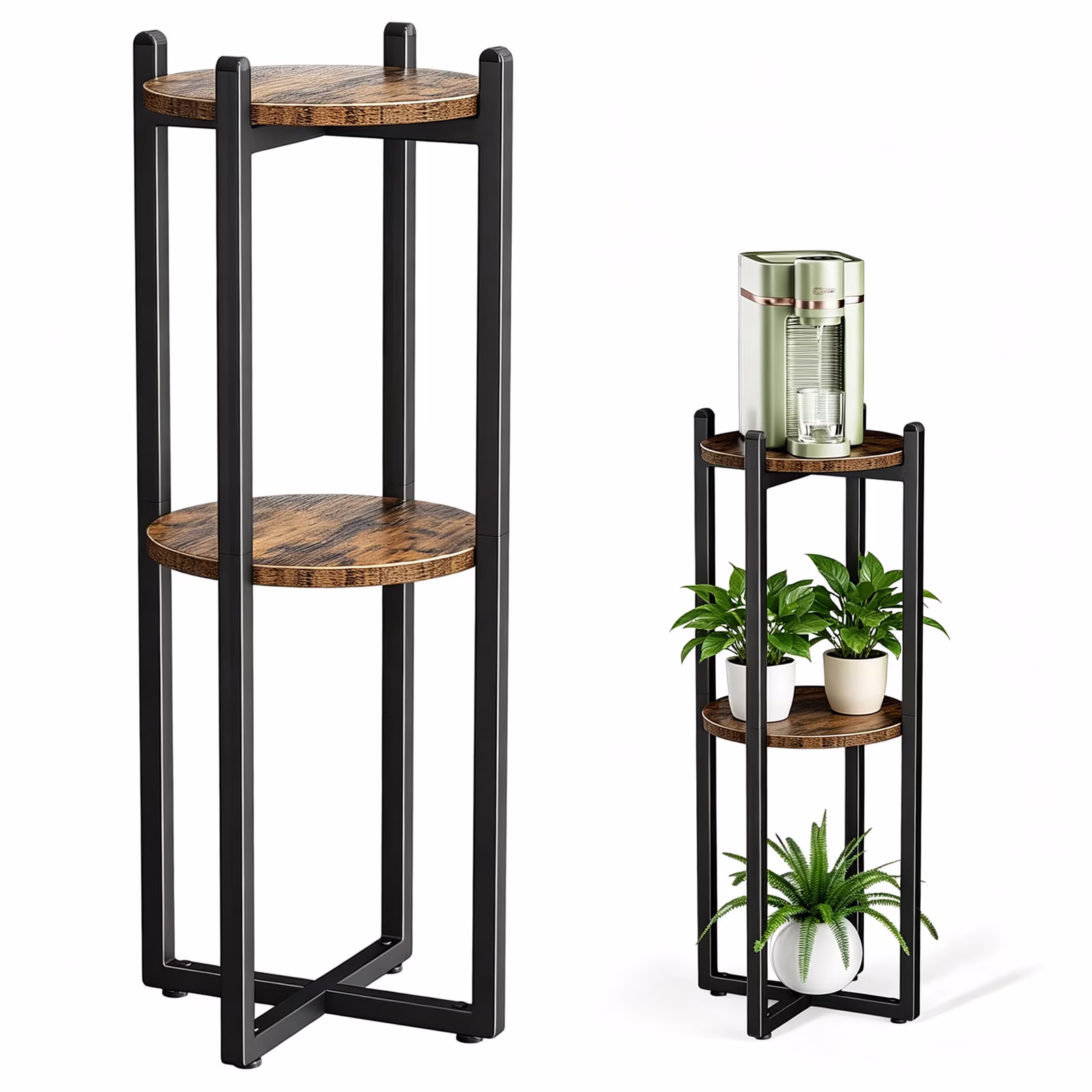 Housolution 3 Tier Plant Stand, Tall Indoor Outdoor Corner Metal Storage Plant Shelf Holder, Multi-Purpose Floor Storage Rack for Living Room Balcony Garden Water Dispenser