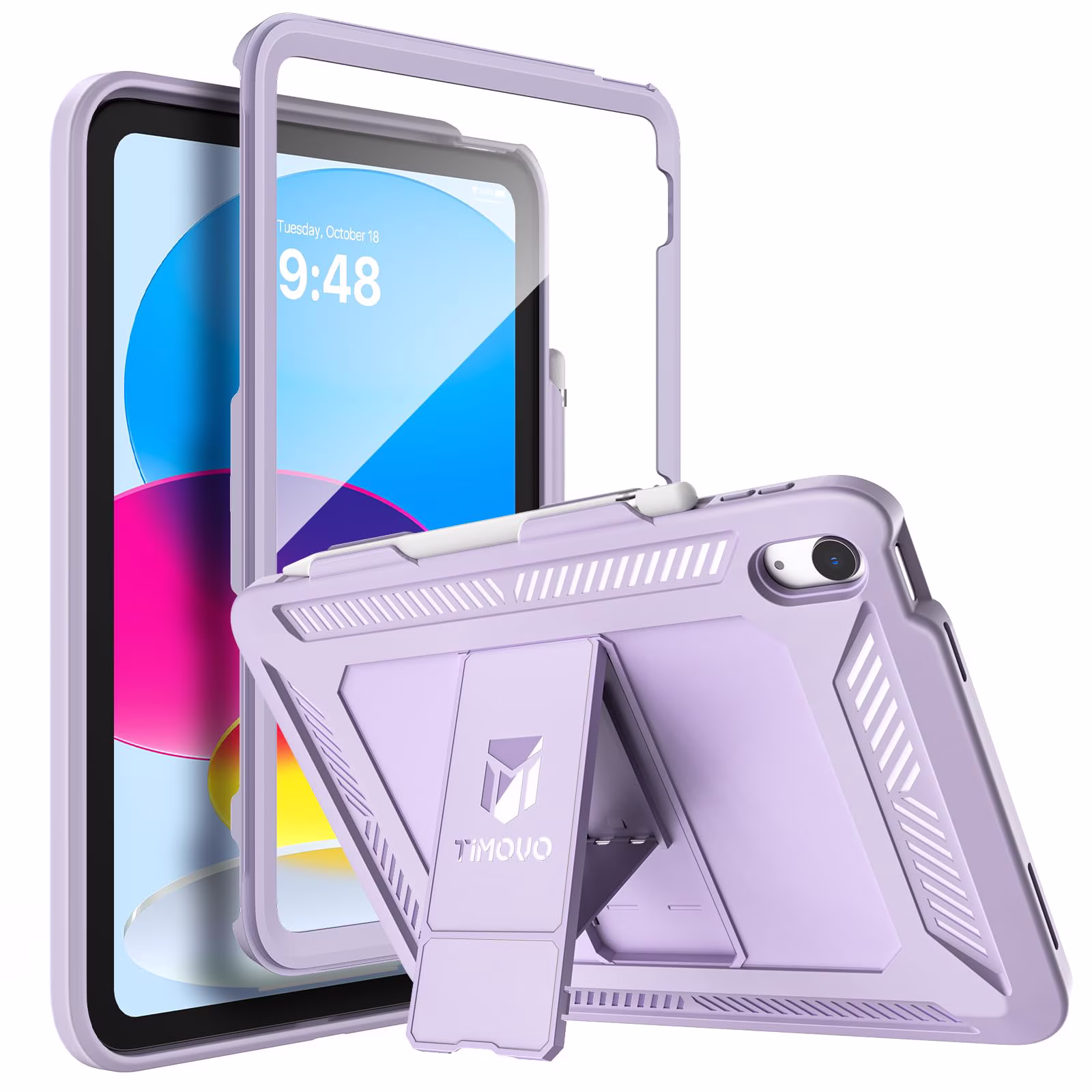 TiMOVO Case for iPad (A16) 11th Generation 11 Inch 2025, iPad 10th Generation Case 2022 with Screen Protector, Heavy Duty Shockproof Rugged Protective Cover,Taro Purple
