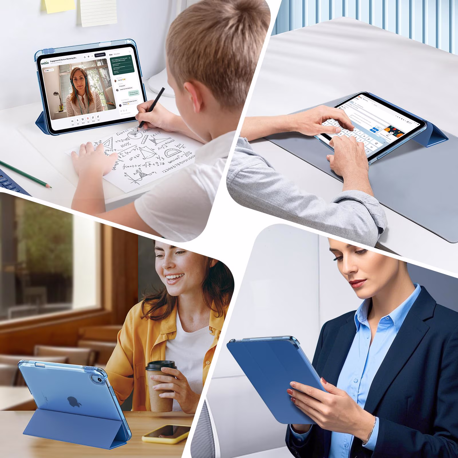MoKo for iPad 11-inch (A16) 11th Generation Case 2025, iPad 10th Generation Case 2022 with Pencil Holder, Slim Lightweight iPad Cover with Rugged PC Translucent Back Shell, Navy Blue