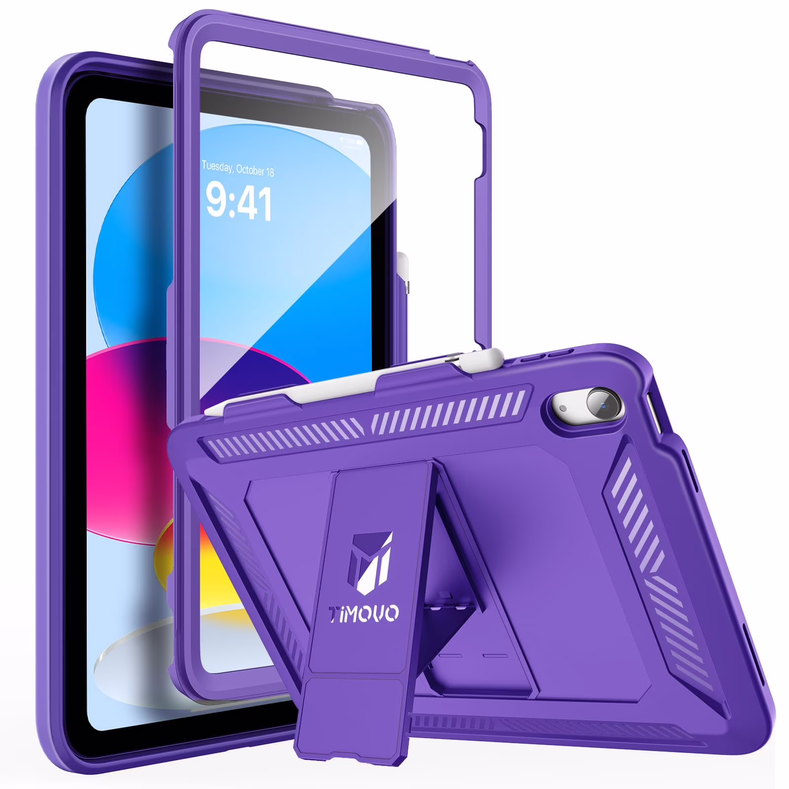 TiMOVO Case for iPad (A16) 11th Generation 11 Inch 2025, iPad 10th Generation Case 2022 with Screen Protector, Heavy Duty Shockproof Rugged Protective Cover,Deep Purple