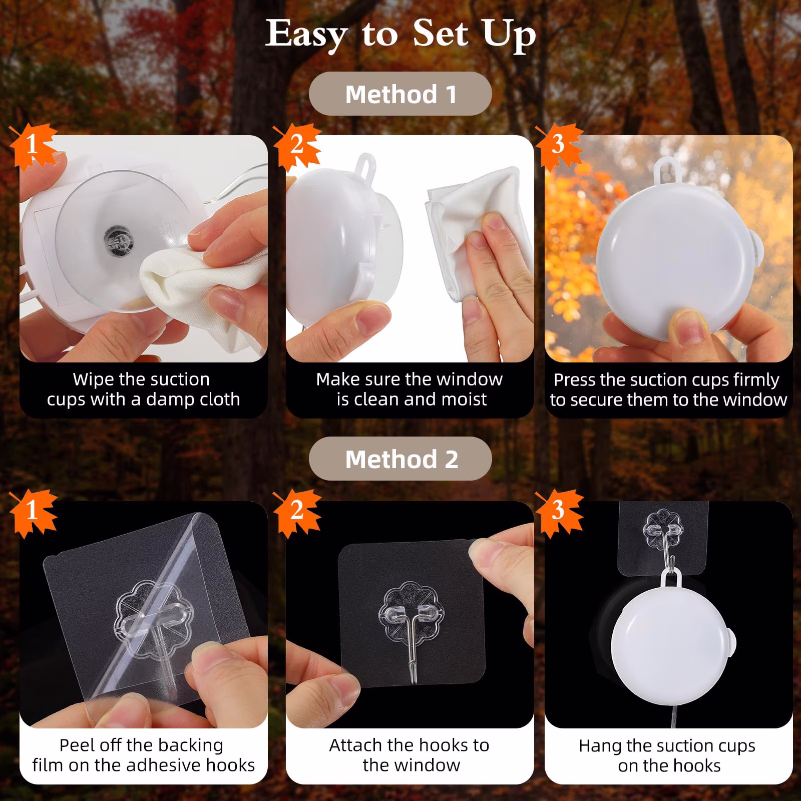 Lewondr Fall Window Decoration Lights, 3 Pcs Thanksgiving Hanging Decor LED Lights with Suction Cup & Timer for Home, Wall, Bedroom, Porch, Autumn Hanging Light Decorations