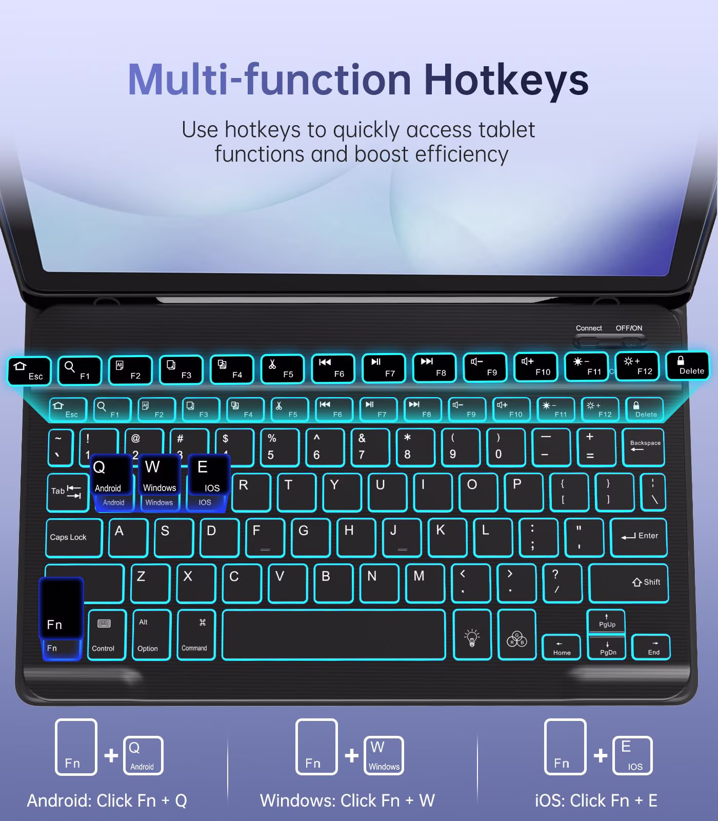 MoKo Case for Samsung Galaxy Tab A11 Plus/A9 Plus 11" Case with Keyboard & Mouse (2026/2024) - 7 Color Backlit Detachable Wireless Keyboard Cover with Pen Holder, Black