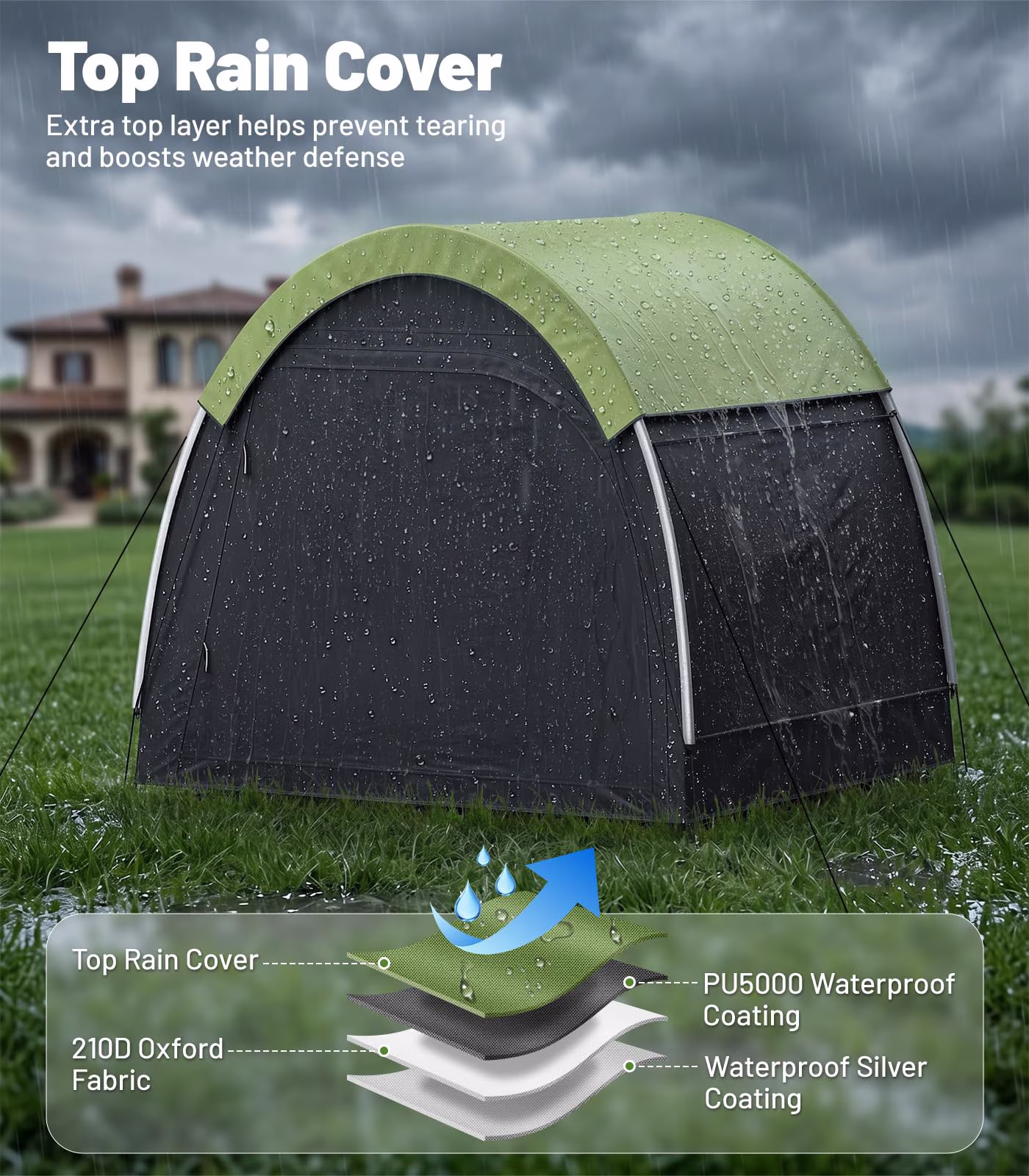 Housolution Bike Tent, Outdoor Bike Storage Shed, Waterproof Bicycle Cover with 210d Oxford, Portable Bicycle Tent for 4-5 Bikes, Lawn Mower, Backyard Storage