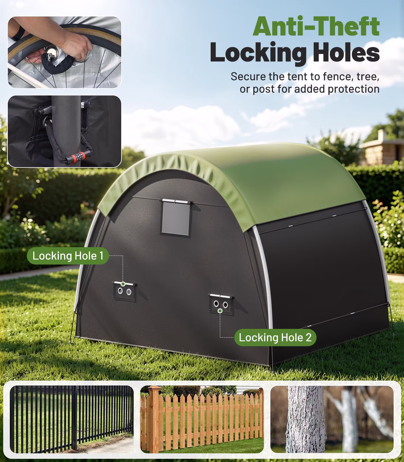 Housolution Bike Tent, Outdoor Bike Storage Shed, Waterproof Bicycle Cover with 210d Oxford, Portable Bicycle Tent for 4-5 Bikes, Lawn Mower, Backyard Storage