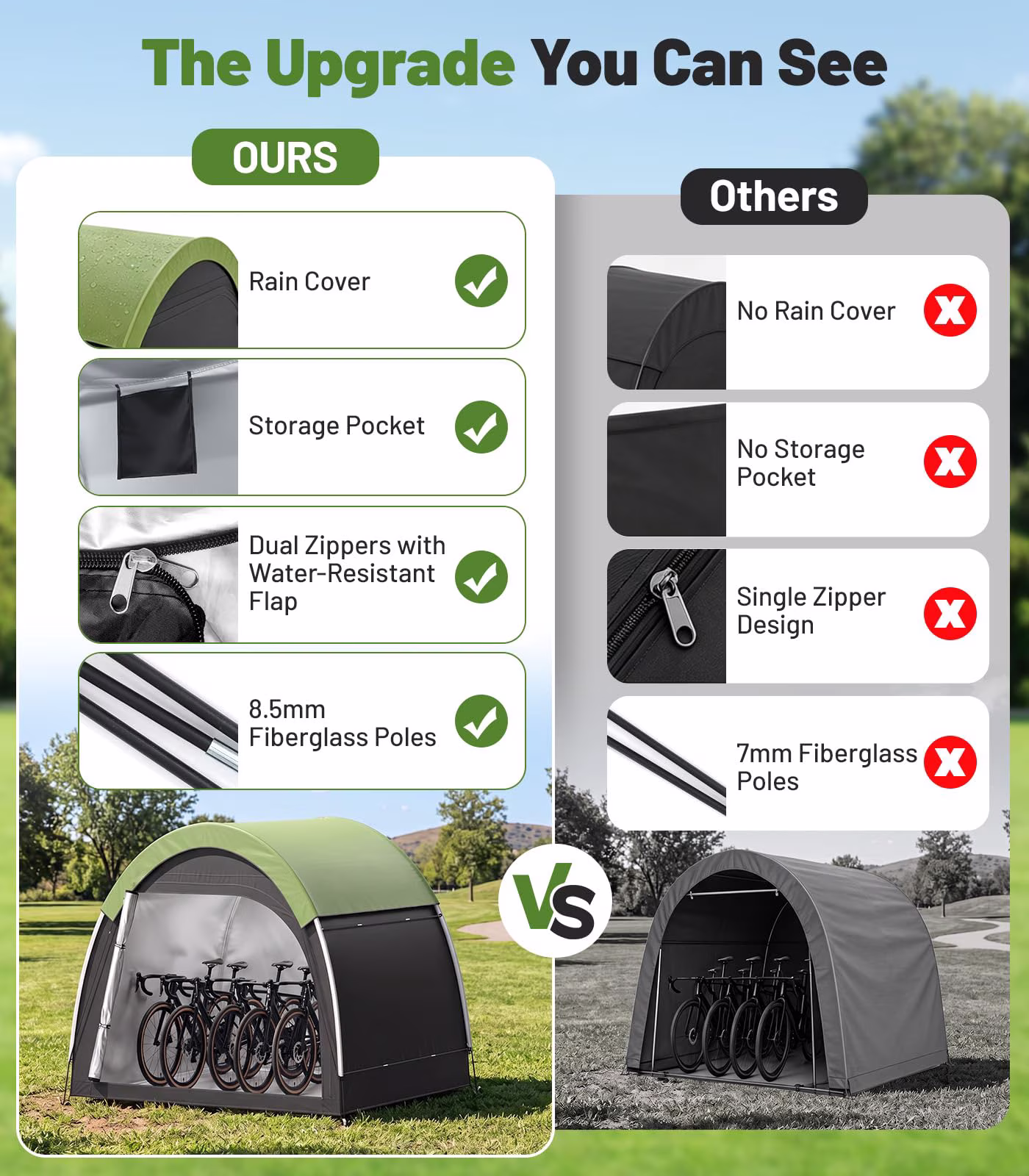 Housolution Bike Tent, Outdoor Bike Storage Shed, Waterproof Bicycle Cover with 210d Oxford, Portable Bicycle Tent for 4-5 Bikes, Lawn Mower, Backyard Storage