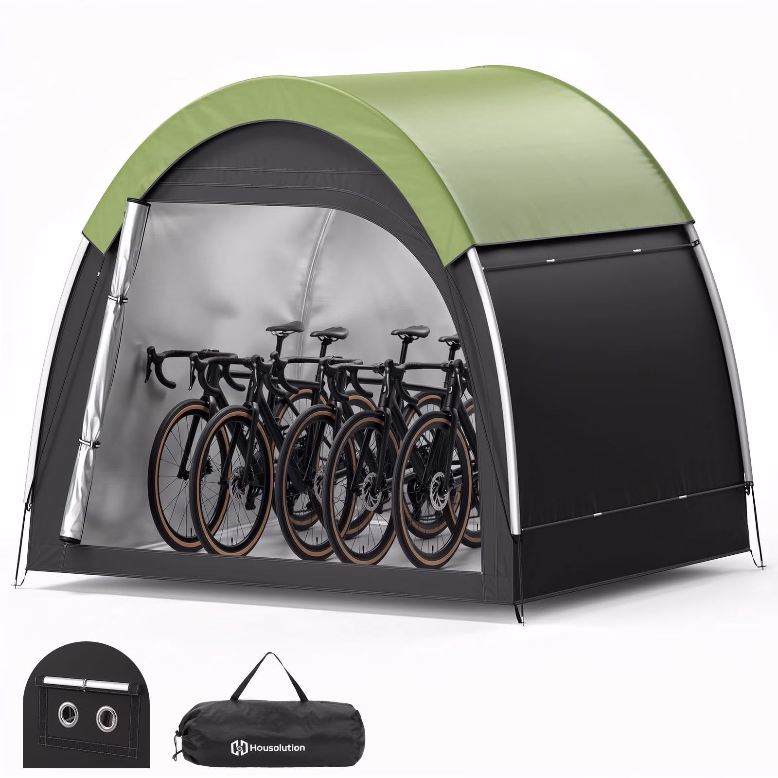 Housolution Bike Tent, Outdoor Bike Storage Shed, Waterproof Bicycle Cover with 210d Oxford, Portable Bicycle Tent for 4-5 Bikes, Lawn Mower, Backyard Storage