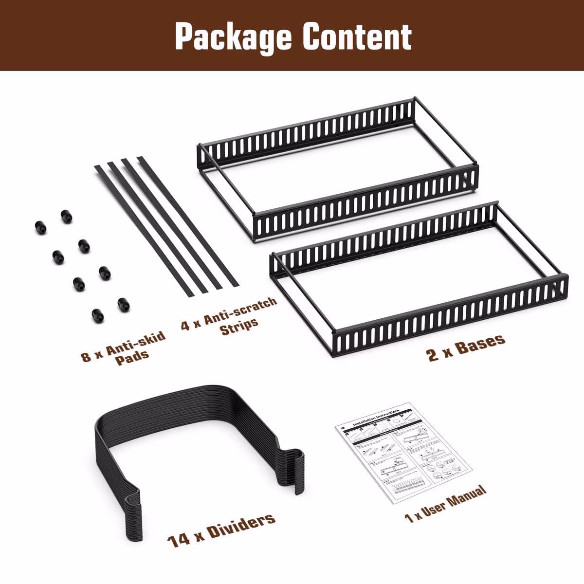 Housolution Cutting Board Organizer Rack, Expandable Baking Tray and Cookie Sheet Organizer with 14 Adjustable Dividers, Pot and Pan Organizer Rack for Cabinet, Black