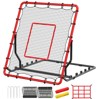 MoKo Baseball Rebounder Net, 4x4.5FT Pitch Back Trainer with 5 Adjustable Angles, Foldable Rebound Net.