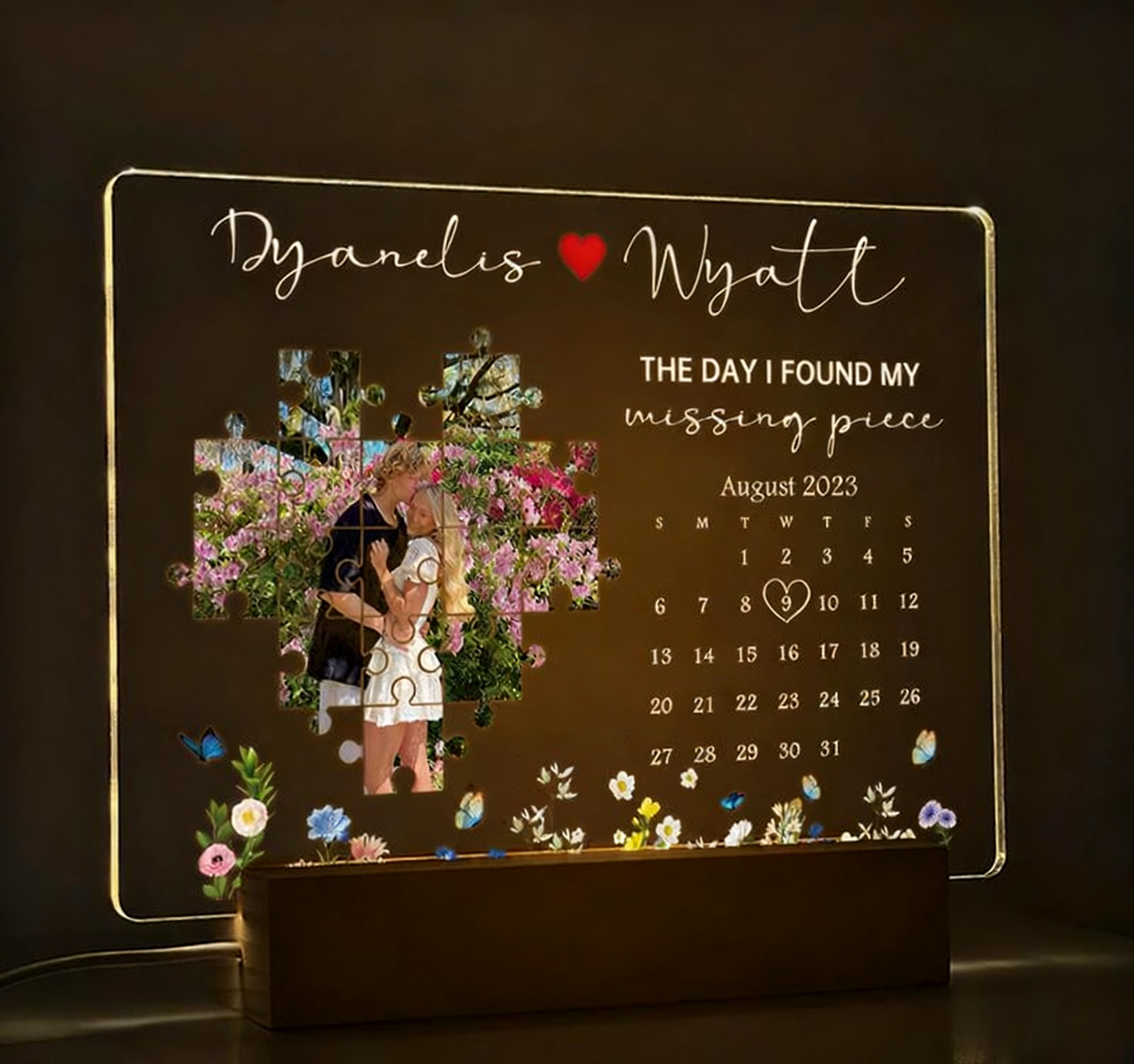 The Day I Found My Missing Piece Light Frame Personalized Gift
