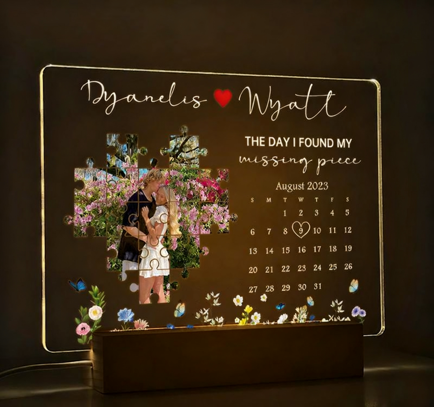 The Day I Found My Missing Piece Light Frame Personalized Gift