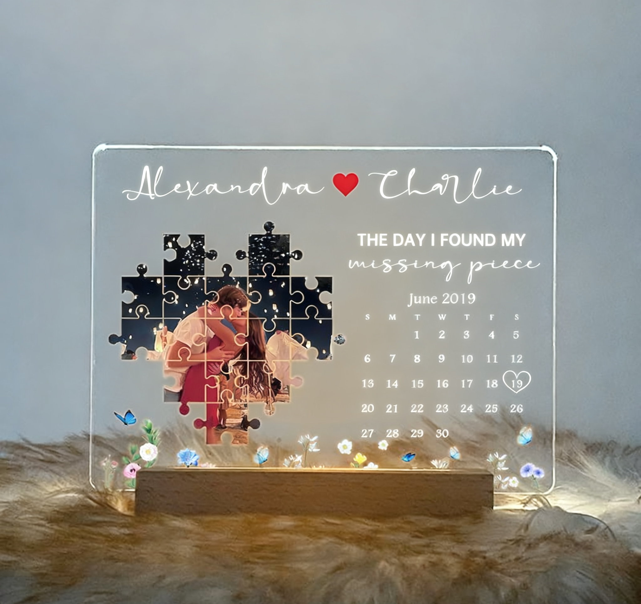 The Day I Found My Missing Piece Light Frame Personalized Gift