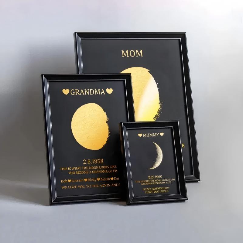Custom Moon Phase Frame With Text & Date- Commemorative Gift