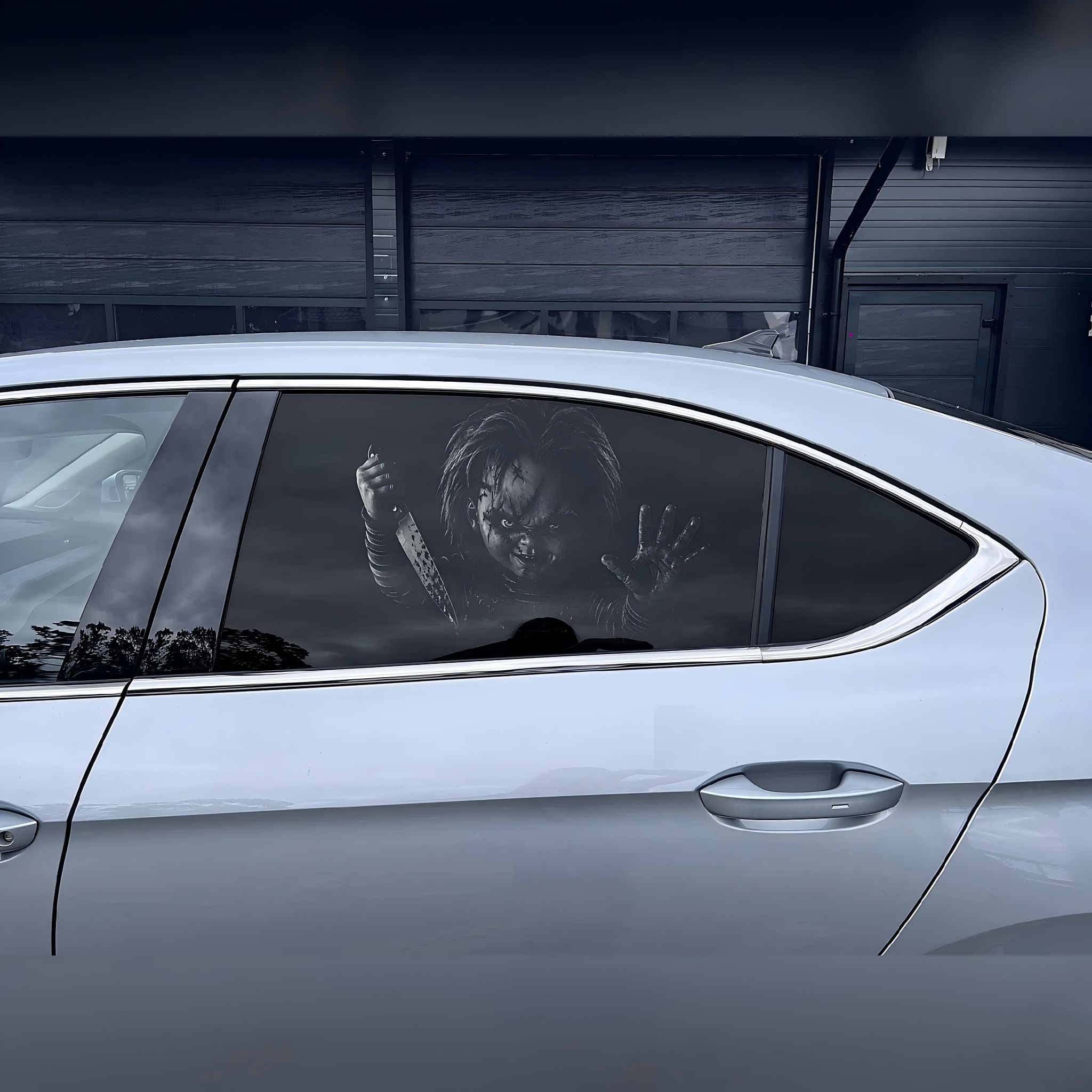 "Who's Sitting Behind You?" Horror Car Window Decals(Universal Fit)—Halloween Series