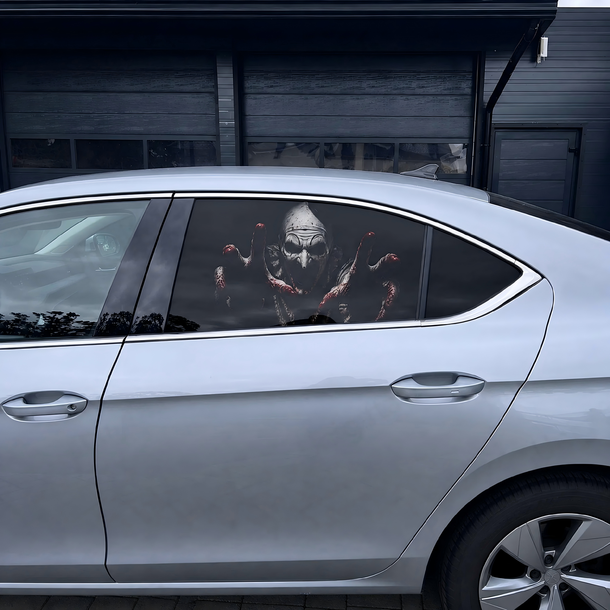 "Who's Sitting Behind You?" Horror Car Window Decals(Universal Fit)—Halloween Series