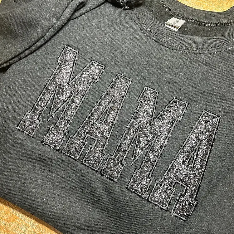 Custom Embroidered Glitter Vinyl MAMA Sweatshirt-Gift For Mom & Grandma source image 14