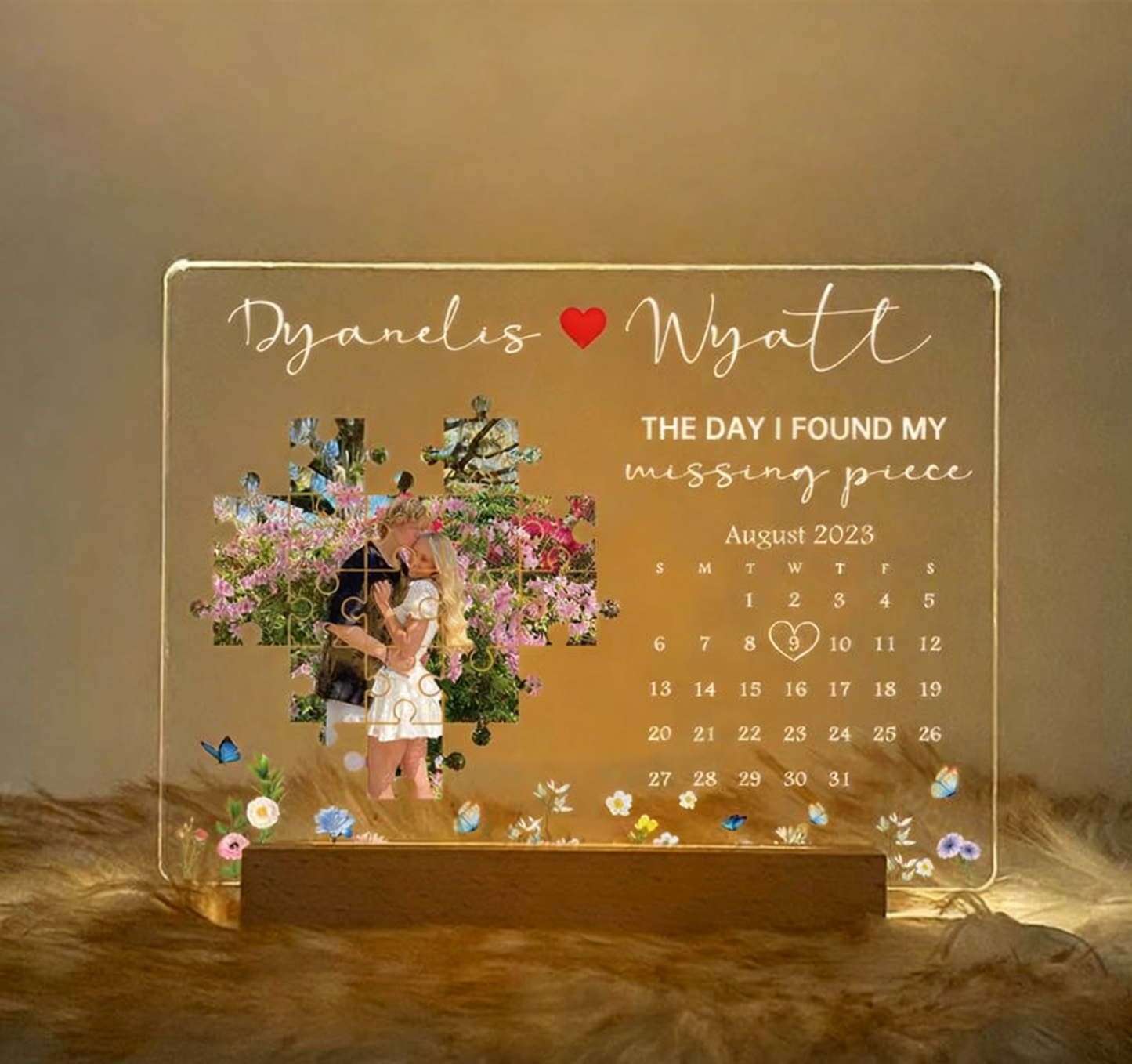 The Day I Found My Missing Piece Light Frame Personalized Gift