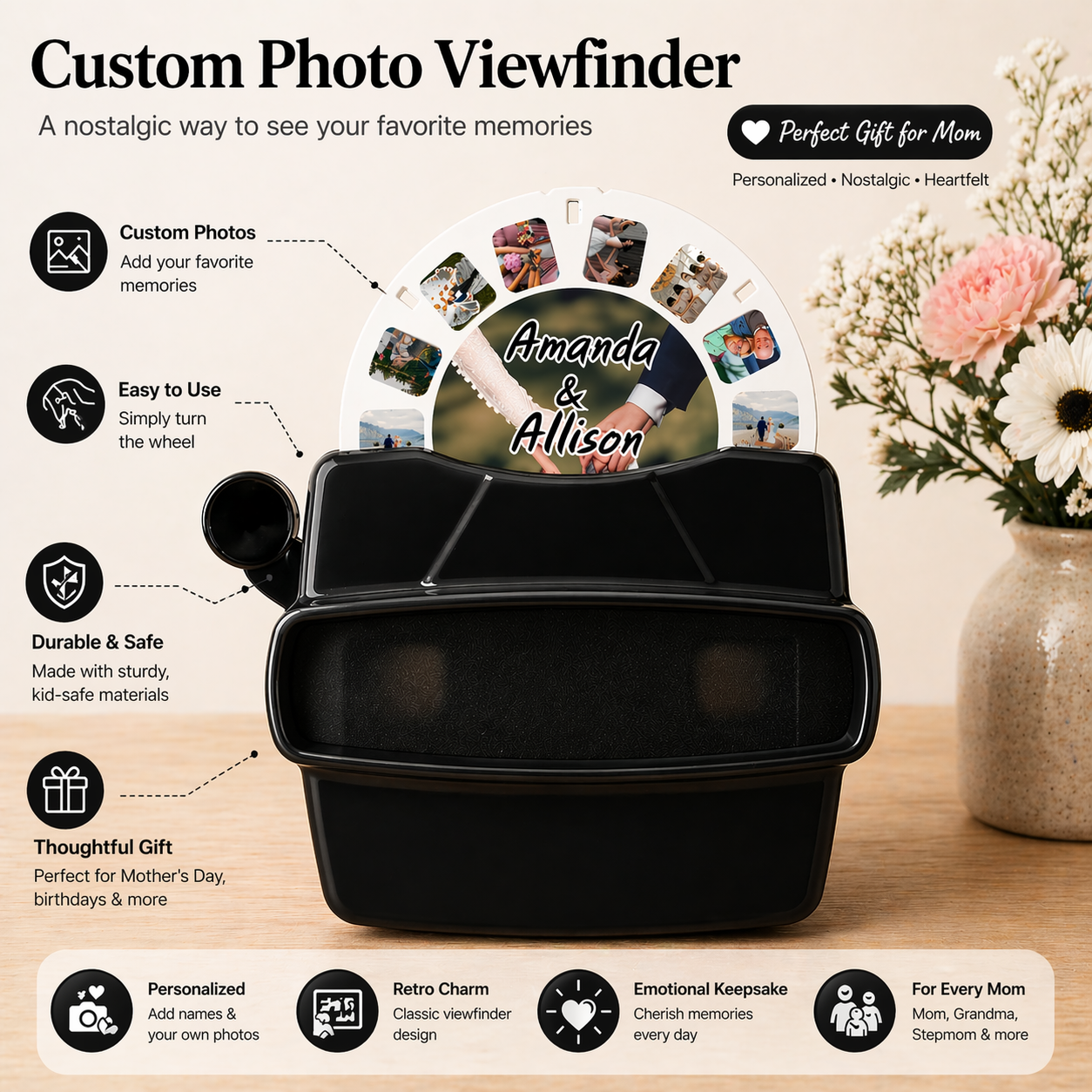 Custom Photo Viewfinder Retro Mother's Day Gift