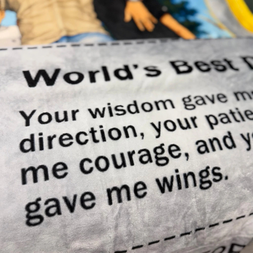 Custom Anime Photo Blanket "Best Dad Ever" Card Pokecard Style