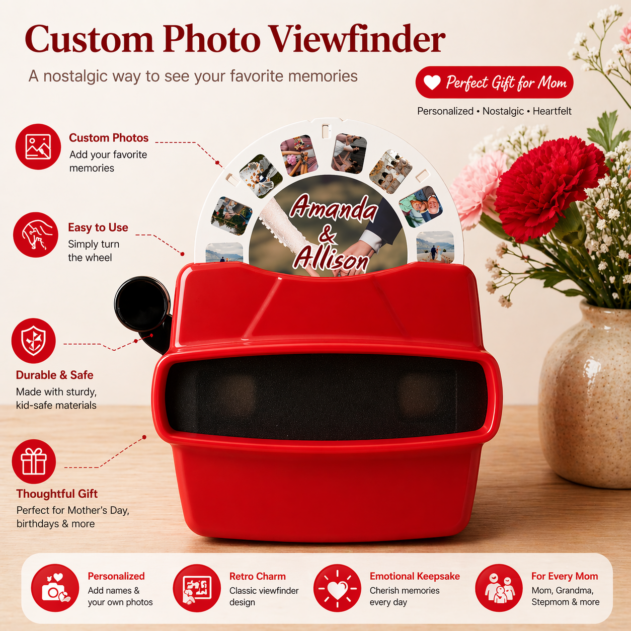 Custom Photo Viewfinder Retro Mother's Day Gift