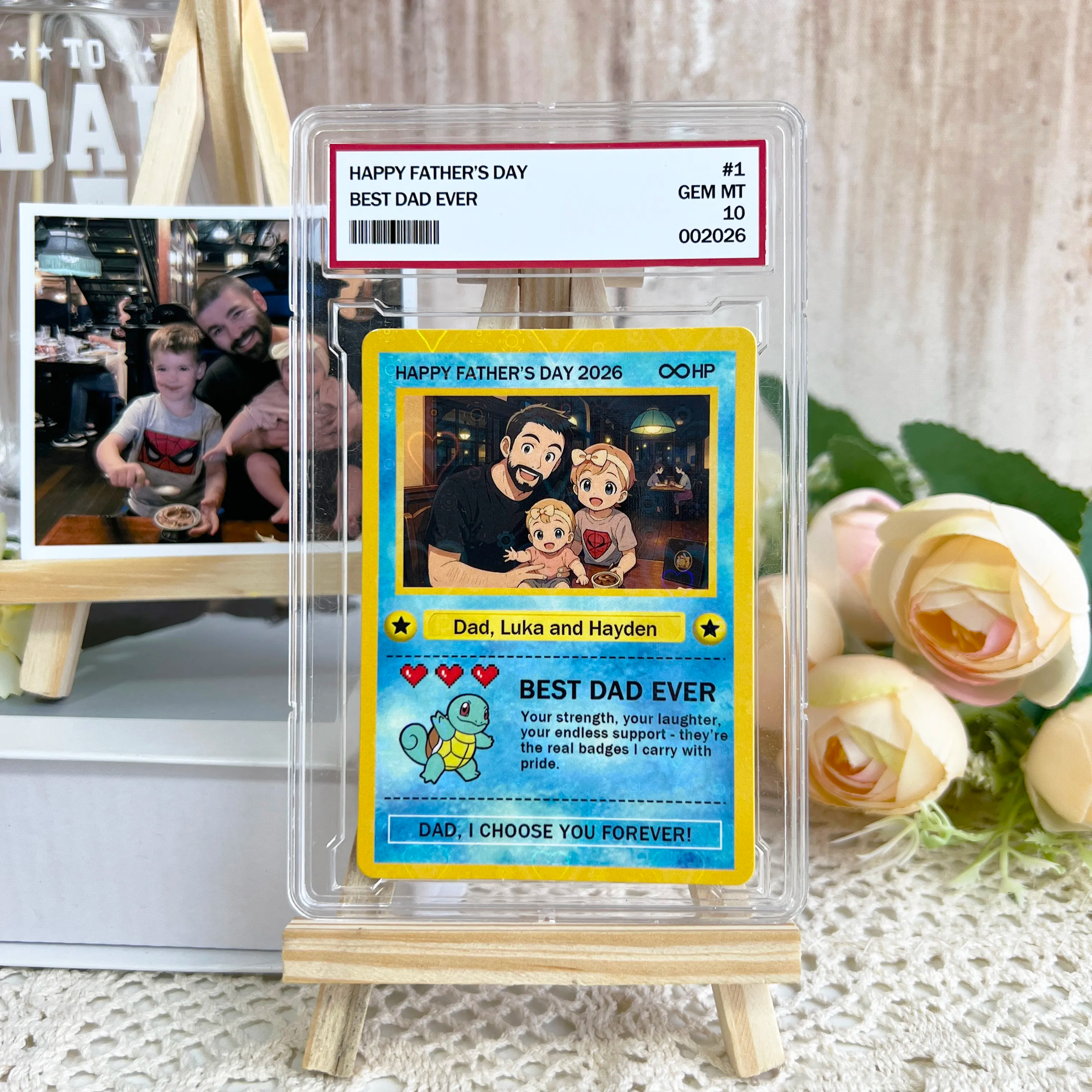 Custom Anime Photo "Best Dad Ever" Trading Card
