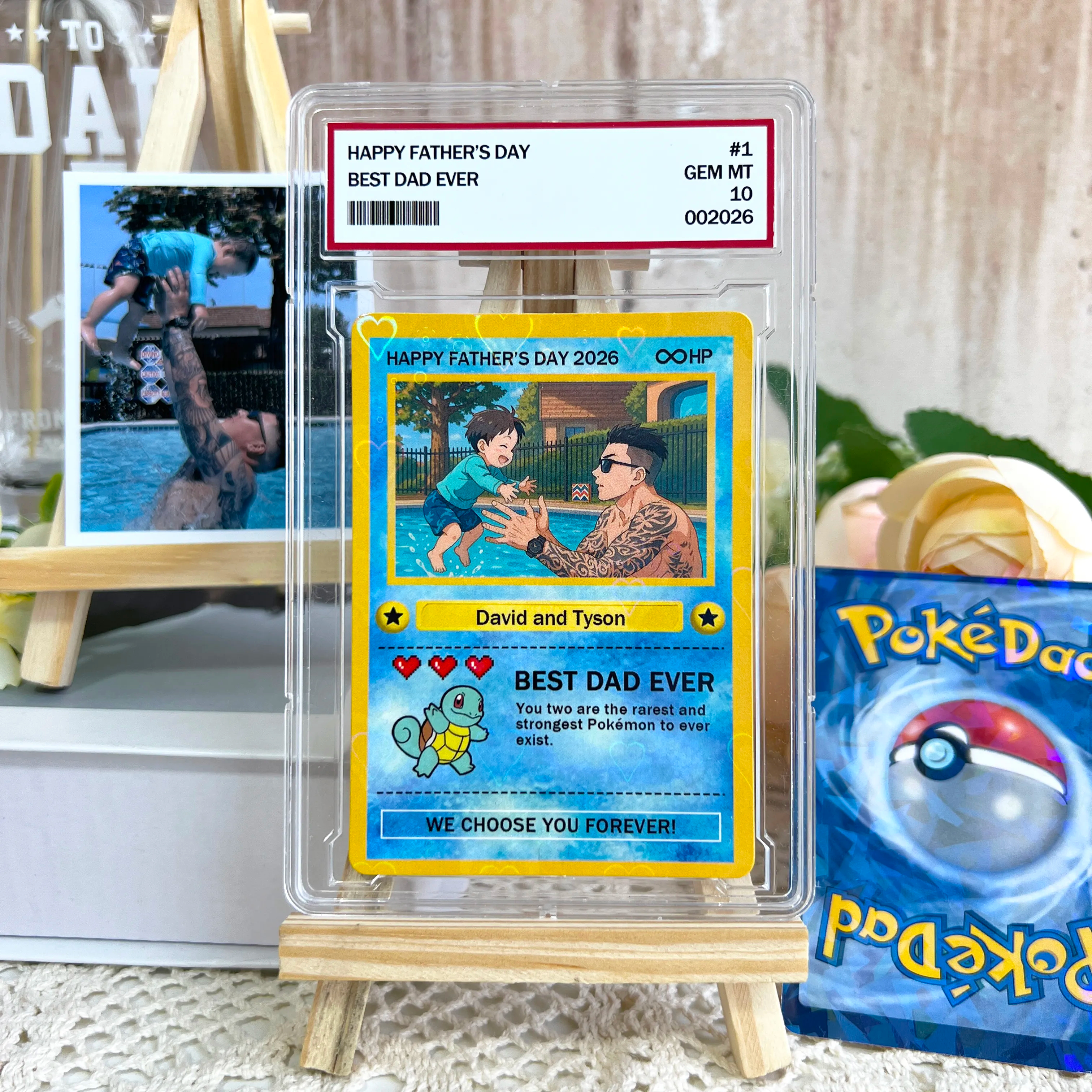 Custom Anime Photo "Best Dad Ever" Trading Card